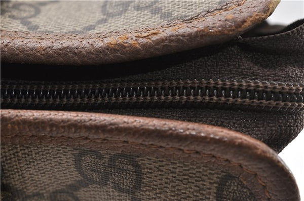 Authentic GUCCI Web Sherry Line Shoulder Tote Bag GG PVC Leather Brown 0906G