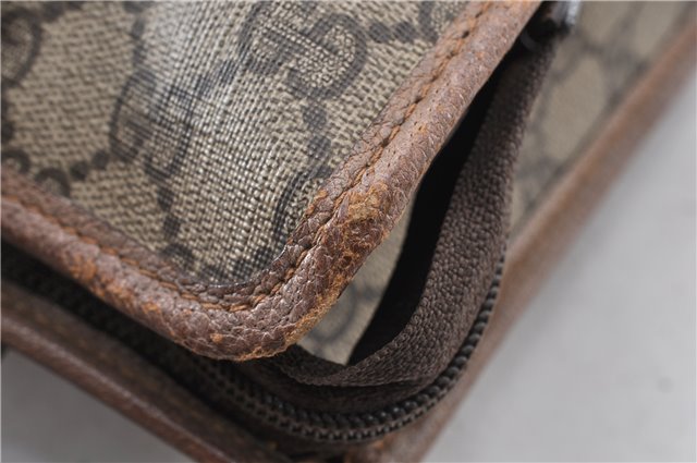 Authentic GUCCI Web Sherry Line Shoulder Tote Bag GG PVC Leather Brown 0906G