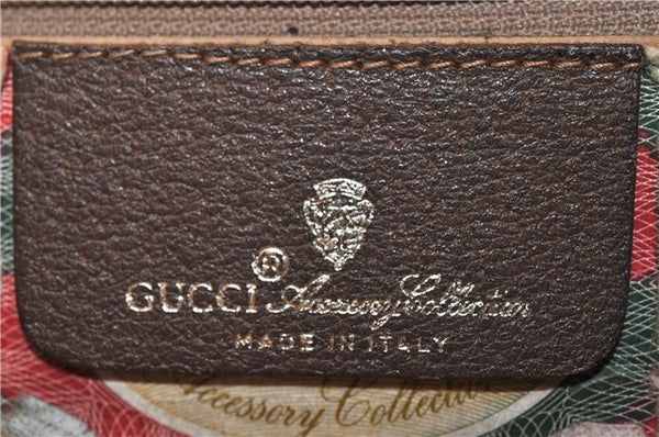Authentic GUCCI Web Sherry Line Shoulder Tote Bag GG PVC Leather Brown 0906G