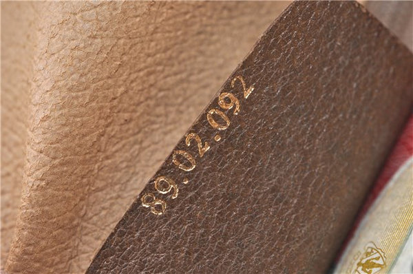 Authentic GUCCI Web Sherry Line Shoulder Tote Bag GG PVC Leather Brown 0906G