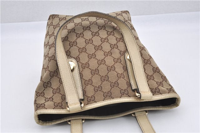 Authentic GUCCI Charmy Shoulder Tote Bag GG Canvas Leather 153361 Brown 0908G