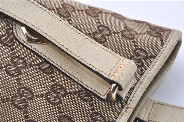 Authentic GUCCI Charmy Shoulder Tote Bag GG Canvas Leather 153361 Brown 0908G