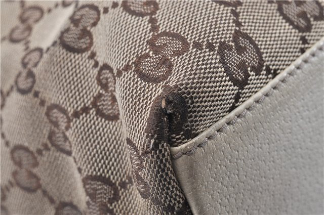 Authentic GUCCI Charmy Shoulder Tote Bag GG Canvas Leather 153361 Brown 0908G