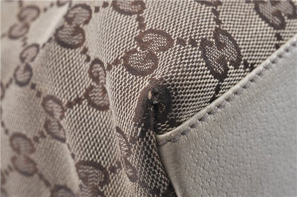 Authentic GUCCI Charmy Shoulder Tote Bag GG Canvas Leather 153361 Brown 0908G