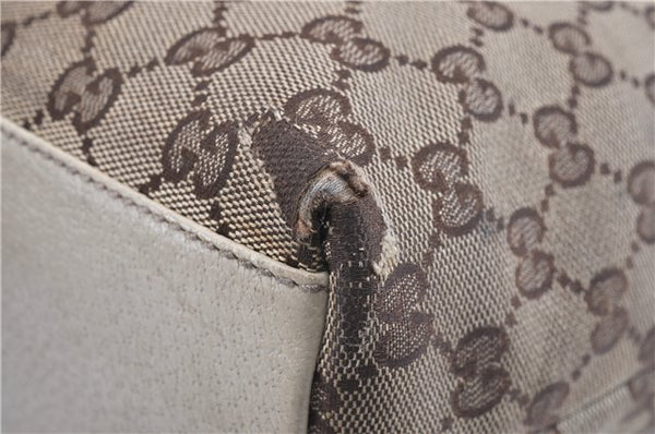 Authentic GUCCI Charmy Shoulder Tote Bag GG Canvas Leather 153361 Brown 0908G