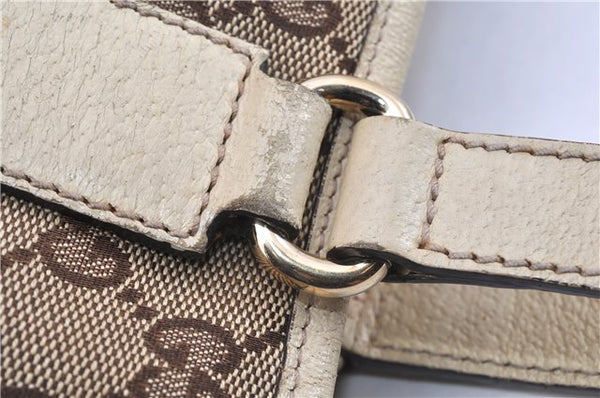 Authentic GUCCI Charmy Shoulder Tote Bag GG Canvas Leather 153361 Brown 0908G