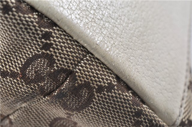 Authentic GUCCI Charmy Shoulder Tote Bag GG Canvas Leather 153361 Brown 0908G