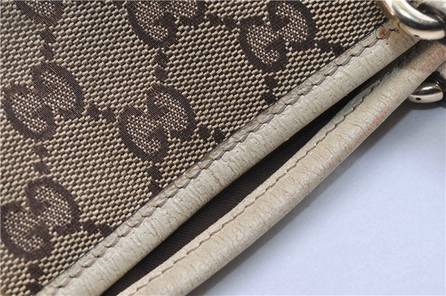 Authentic GUCCI Charmy Shoulder Tote Bag GG Canvas Leather 153361 Brown 0908G