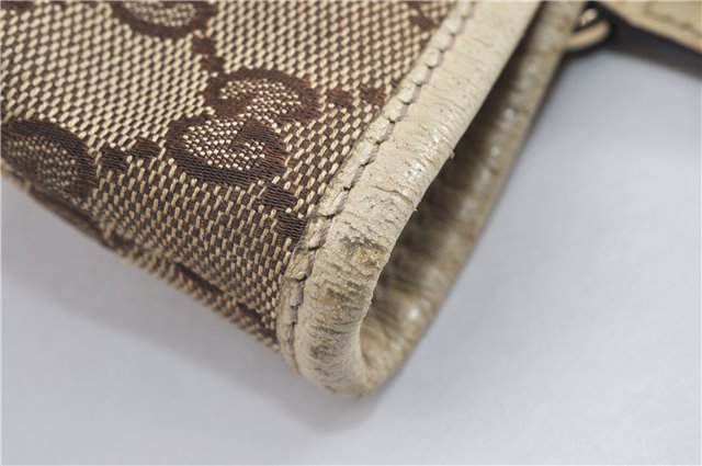 Authentic GUCCI Charmy Shoulder Tote Bag GG Canvas Leather 153361 Brown 0908G