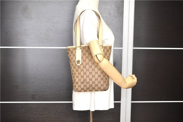 Authentic GUCCI Charmy Shoulder Tote Bag GG Canvas Leather 153361 Brown 0908G