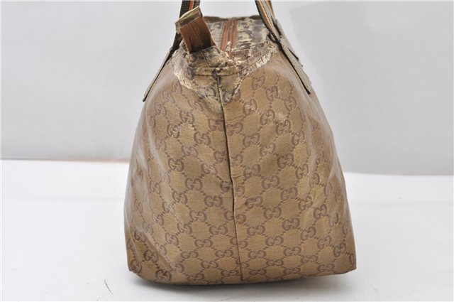 Authentic GUCCI GG Crystal Shoulder Tote Bag PVC Leather 131230 Gold Junk 0909G