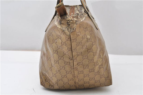 Authentic GUCCI GG Crystal Shoulder Tote Bag PVC Leather 131230 Gold Junk 0909G