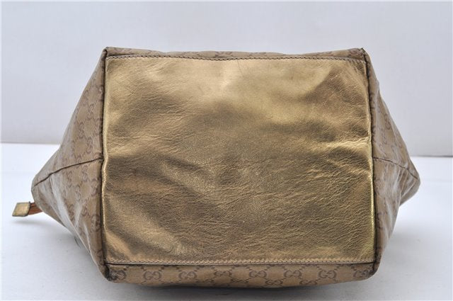 Authentic GUCCI GG Crystal Shoulder Tote Bag PVC Leather 131230 Gold Junk 0909G