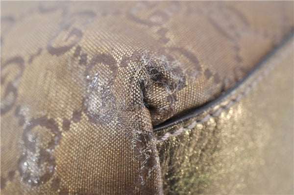 Authentic GUCCI GG Crystal Shoulder Tote Bag PVC Leather 131230 Gold Junk 0909G