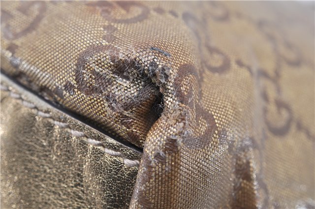 Authentic GUCCI GG Crystal Shoulder Tote Bag PVC Leather 131230 Gold Junk 0909G