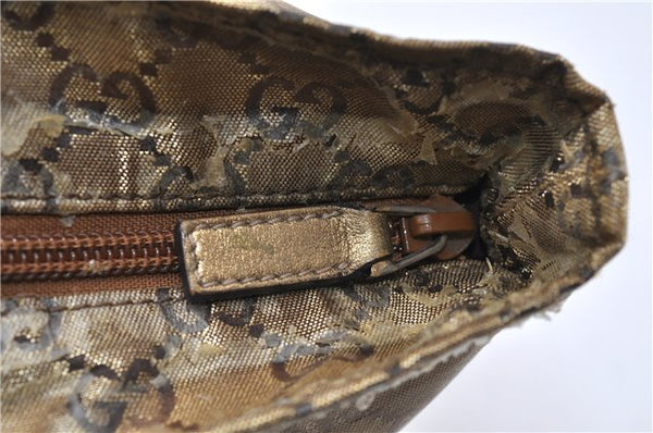 Authentic GUCCI GG Crystal Shoulder Tote Bag PVC Leather 131230 Gold Junk 0909G