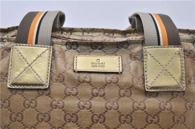 Authentic GUCCI GG Crystal Shoulder Tote Bag PVC Leather 131230 Gold Junk 0909G