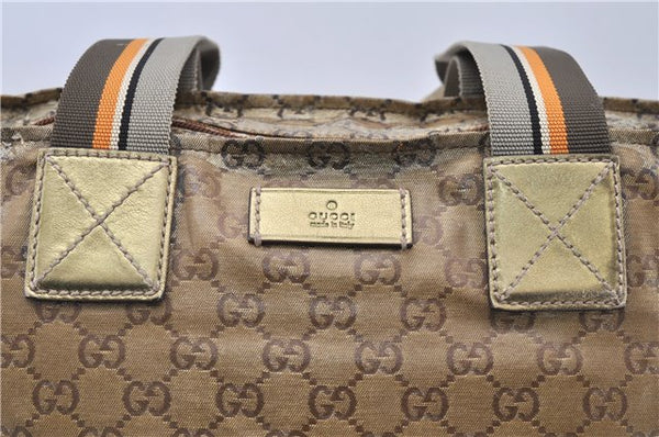 Authentic GUCCI GG Crystal Shoulder Tote Bag PVC Leather 131230 Gold Junk 0909G