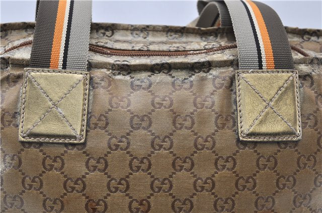 Authentic GUCCI GG Crystal Shoulder Tote Bag PVC Leather 131230 Gold Junk 0909G