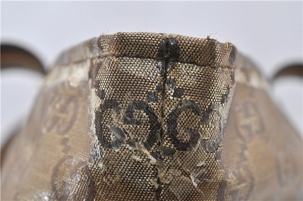 Authentic GUCCI GG Crystal Shoulder Tote Bag PVC Leather 131230 Gold Junk 0909G