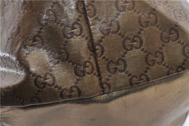 Authentic GUCCI GG Crystal Shoulder Tote Bag PVC Leather 131230 Gold Junk 0909G