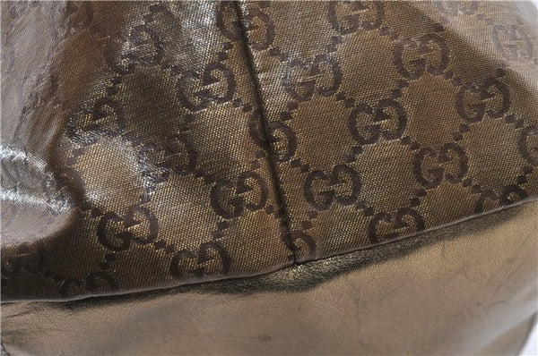 Authentic GUCCI GG Crystal Shoulder Tote Bag PVC Leather 131230 Gold Junk 0909G