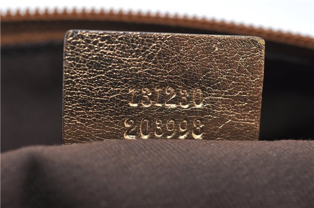 Authentic GUCCI GG Crystal Shoulder Tote Bag PVC Leather 131230 Gold Junk 0909G