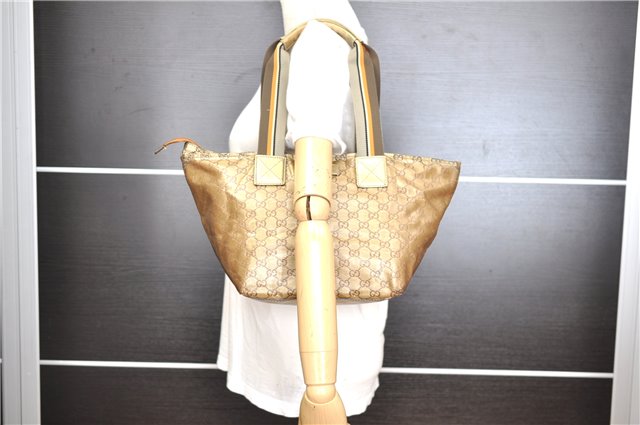 Authentic GUCCI GG Crystal Shoulder Tote Bag PVC Leather 131230 Gold Junk 0909G