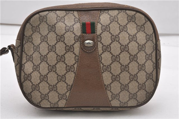 Gucci Vintage Monogram GG PVC Web Crossbody Bag Beige Leather