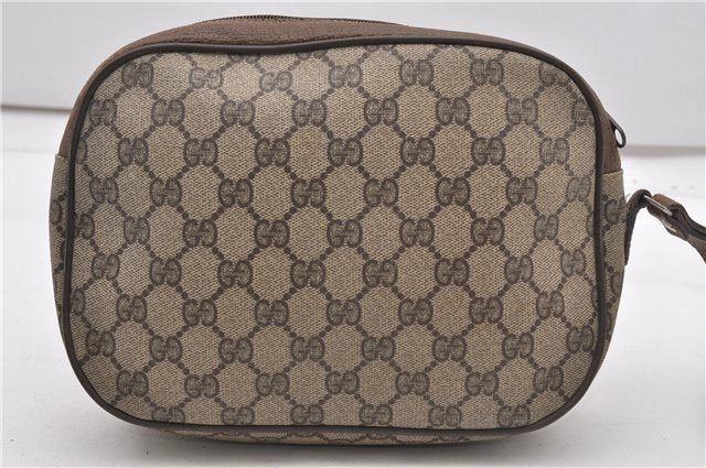 Authentic GUCCI Web Sherry Line Clutch Hand Bag Purse GG PVC Leather Brown 0911G