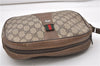 Authentic GUCCI Web Sherry Line Clutch Hand Bag Purse GG PVC Leather Brown 0911G