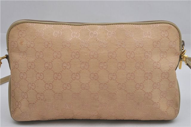 Authentic GUCCI Vintage 2Way Shoulder Clutch Bag GG Canvas Leather Pink 0912G