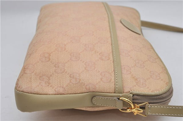 Authentic GUCCI Vintage 2Way Shoulder Clutch Bag GG Canvas Leather Pink 0912G