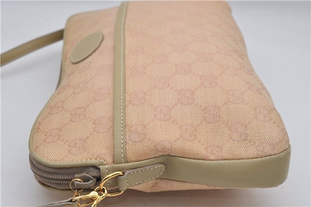 Authentic GUCCI Vintage 2Way Shoulder Clutch Bag GG Canvas Leather Pink 0912G