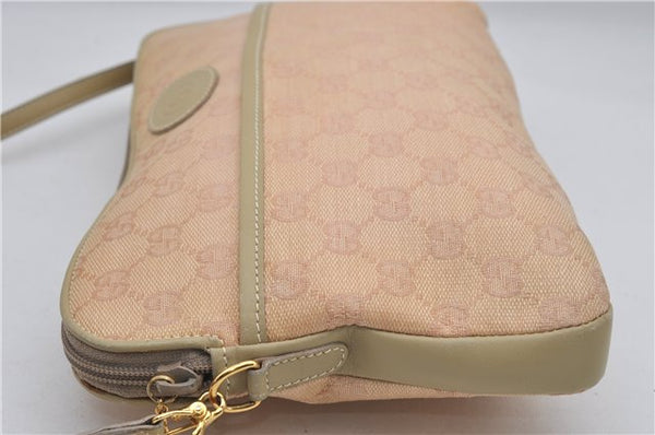 Authentic GUCCI Vintage 2Way Shoulder Clutch Bag GG Canvas Leather Pink 0912G