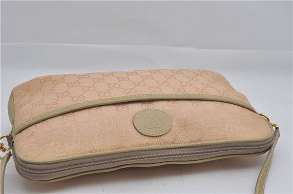 Authentic GUCCI Vintage 2Way Shoulder Clutch Bag GG Canvas Leather Pink 0912G