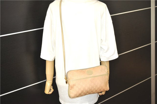Authentic GUCCI Vintage 2Way Shoulder Clutch Bag GG Canvas Leather Pink 0912G