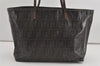 Authentic FENDI Vintage Zucca Shoulder Tote Bag PVC Enamel Brown 0914I