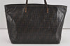 Authentic FENDI Vintage Zucca Shoulder Tote Bag PVC Enamel Brown 0914I