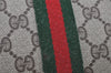 Authentic GUCCI Web Sherry Line Clutch Hand Bag Purse GG PVC Leather Brown 0915I