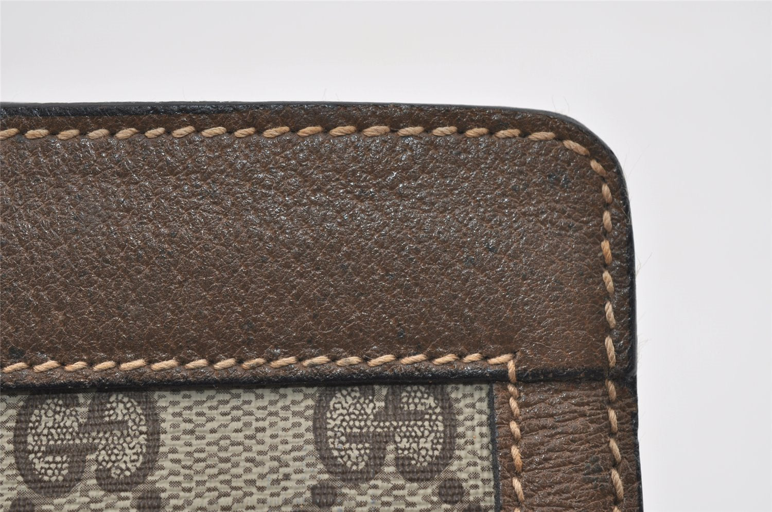 Authentic GUCCI Web Sherry Line Clutch Hand Bag Purse GG PVC Leather Brown 0915I