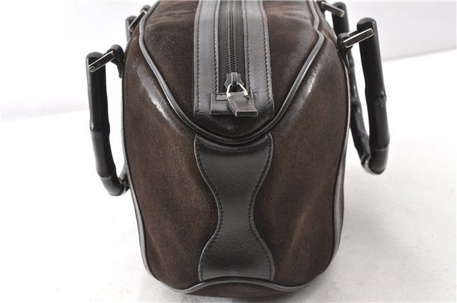 Authentic GUCCI Bamboo Vintage Hand Bag Purse Suede Leather 0021084 Brown 0916G