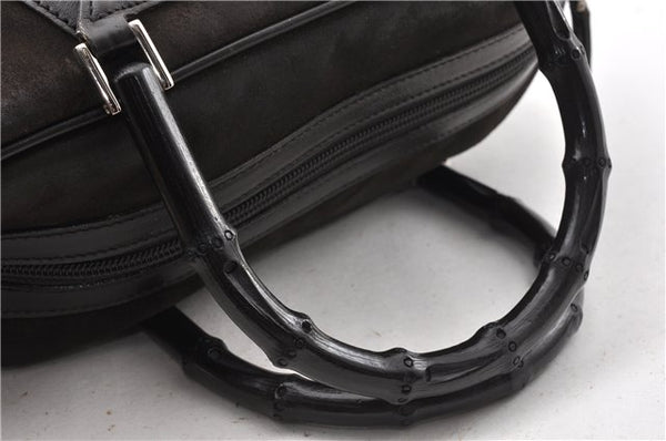 Authentic GUCCI Bamboo Vintage Hand Bag Purse Suede Leather 0021084 Brown 0916G