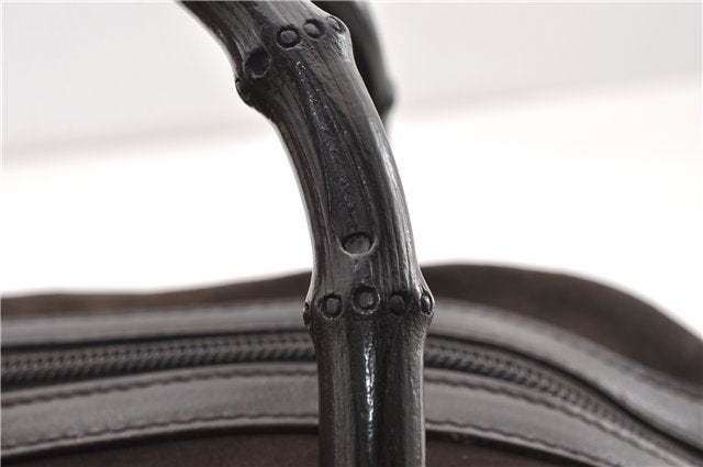 Authentic GUCCI Bamboo Vintage Hand Bag Purse Suede Leather 0021084 Brown 0916G