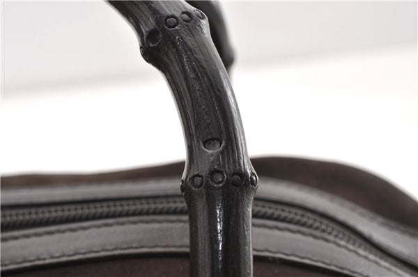 Authentic GUCCI Bamboo Vintage Hand Bag Purse Suede Leather 0021084 Brown 0916G