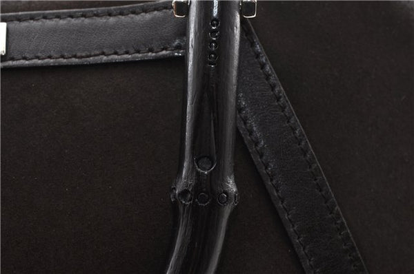 Authentic GUCCI Bamboo Vintage Hand Bag Purse Suede Leather 0021084 Brown 0916G