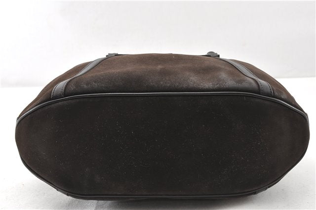 Authentic GUCCI Bamboo Vintage Hand Bag Purse Suede Leather 0021084 Brown 0916G