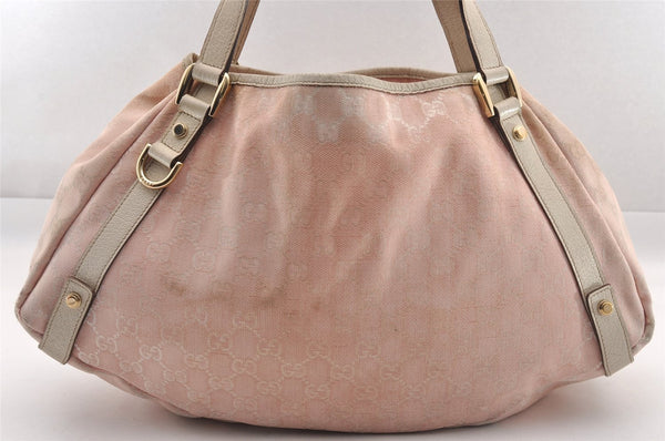 Authentic GUCCI Abbey Shoulder Tote Bag GG Canvas Leather 130736 Pink 0918I