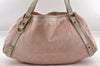 Authentic GUCCI Abbey Shoulder Tote Bag GG Canvas Leather 130736 Pink 0918I