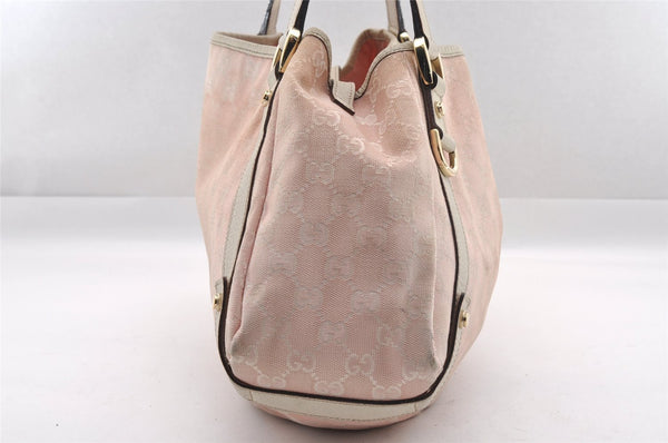 Authentic GUCCI Abbey Shoulder Tote Bag GG Canvas Leather 130736 Pink 0918I